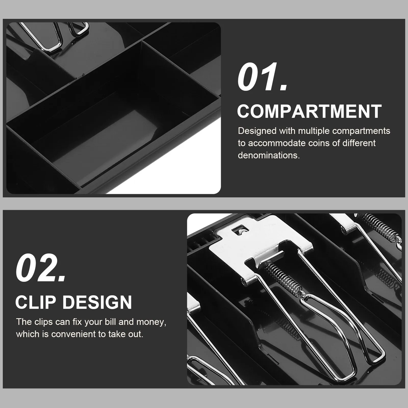 Cash Register Insert Tray ABS Stainless Steel Coin Money Drawer with Iron Clip for Commercial Home Use Cash Register Accessory
Cash Register Insert Tray ABS Stainless Steel Coin Money Drawer with Iron Clip for Commercial Home Use Cash Register Accessory