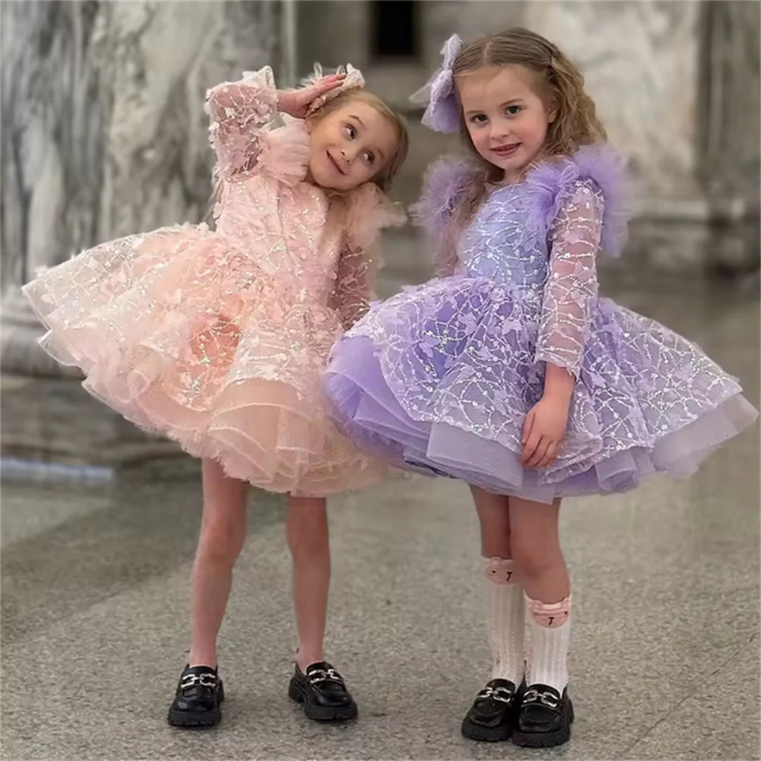 Customized Pink/Lilac Flower Girl Dress For Wedding Applique Puffy Tulle Sequins Princess Kid Birthday First Communion Ball 、
Customized Pink/Lilac Flower Girl Dress For Wedding Applique Puffy Tulle Sequins Princess Kid Birthday First Communion Ball 、