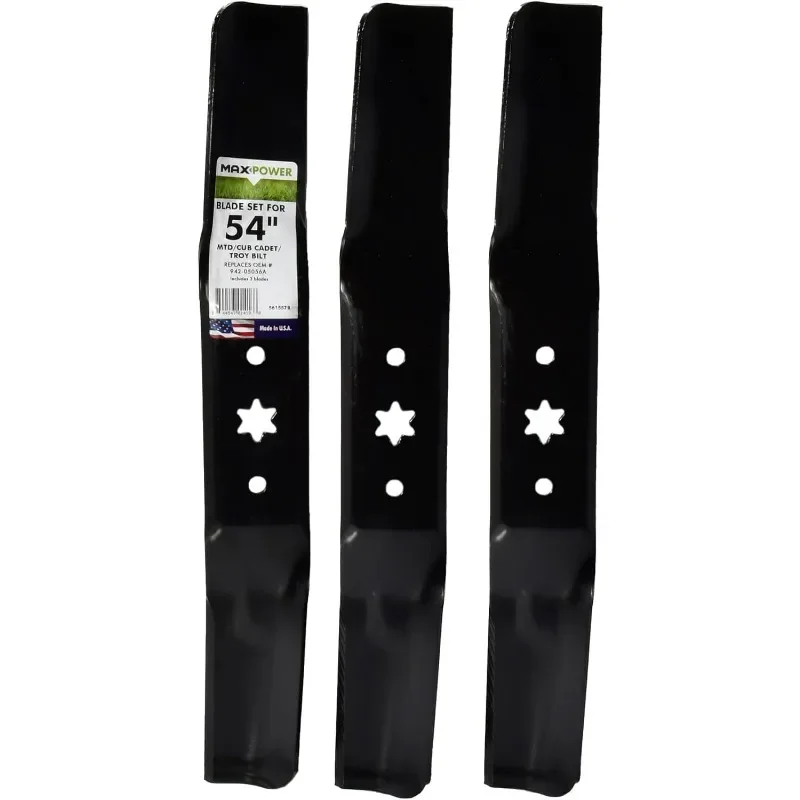 3 Blade Set for Many, Mowers for 54" Cut MTD/Cub Cadet/Troy-Bilt Replaces 942-05056a, 742-05056
3 Blade Set for Many, Mowers for 54" Cut MTD/Cub Cadet/Troy-Bilt Replaces 942-05056a, 742-05056