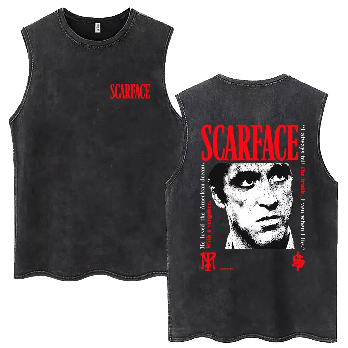 Classic Gangsters Movie Scarface Vintage Washed Tank Tops Tony Montana Al Pacino Sleeveless T-shirts Men Cozy Oversized T Shirt
Classic Gangsters Movie Scarface Vintage Washed Tank Tops Tony Montana Al Pacino Sleeveless T-shirts Men Cozy Oversized T Shirt