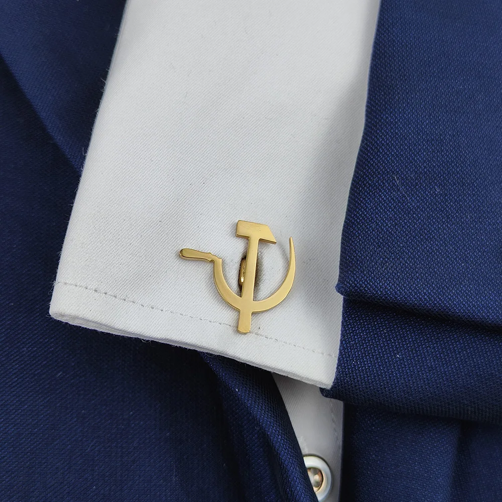New - 18K gold-plated stainless steel cufflinks: sickle and hammer design, fashionable lapel pin, gift for friends
New - 18K gold-plated stainless steel cufflinks: sickle and hammer design, fashionable lapel pin, gift for friends