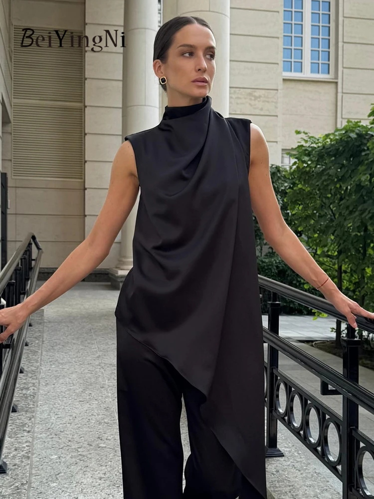 Beiyingni New Fashion 2025 Casual Women's Sleeveless Blouses Elegant Satin Turtleneck Tops Female Irregular Loose Blusas Vest
Beiyingni New Fashion 2025 Casual Women's Sleeveless Blouses Elegant Satin Turtleneck Tops Female Irregular Loose Blusas Vest