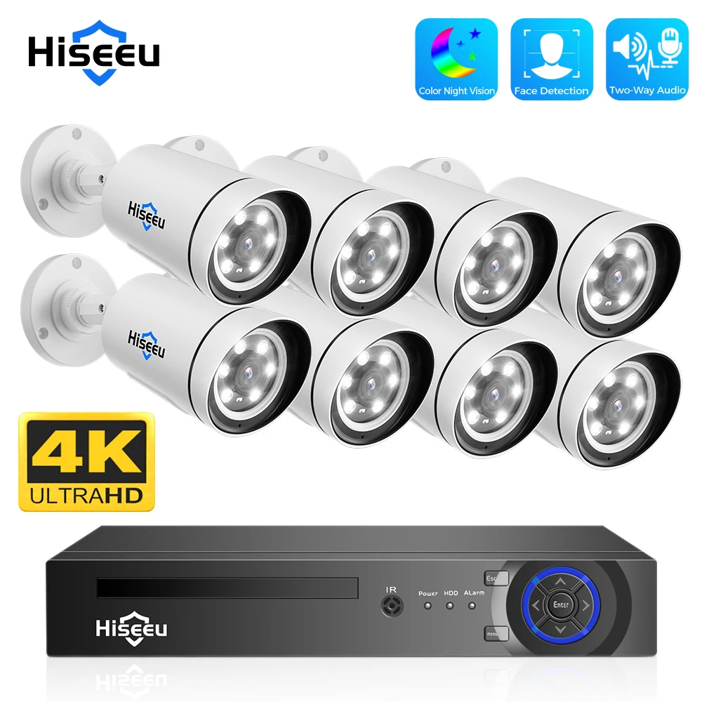 Hiseeu 4K 8MP PoE CCTV Security Camera System Video Surveillance Kit Two Way Audio Color Night Vision Outdoor IP Street 8 Ports
Hiseeu 4K 8MP PoE CCTV Security Camera System Video Surveillance Kit Two Way Audio Color Night Vision Outdoor IP Street 8 Ports