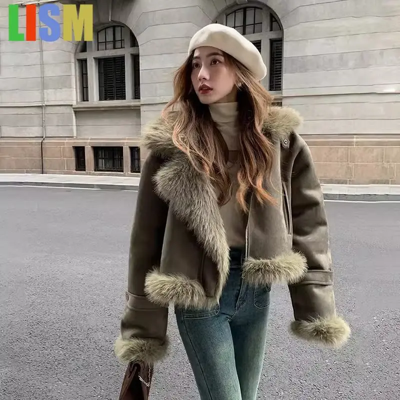LISM женское пальто 2025, новая меховая интегрированная куртка, замшевый короткий мотоциклетный костюм, женская корейская повседневная зимняя куртка
LISM женское пальто 2025, новая меховая интегрированная куртка, замшевый короткий мотоциклетный костюм, женская корейская повседневная зимняя куртка