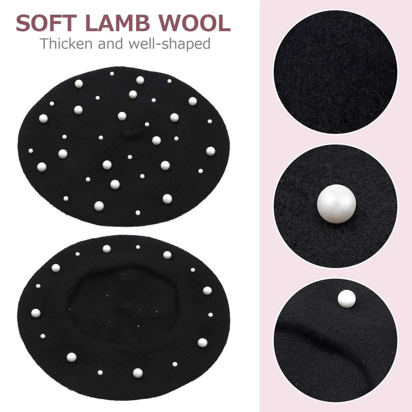 Black Womens Pearl Beret Autumn Winter Cashmere Luxury Heavy Work Beaded Rivet Wool Beret Free Size Stylish Soft
Black Womens Pearl Beret Autumn Winter Cashmere Luxury Heavy Work Beaded Rivet Wool Beret Free Size Stylish Soft