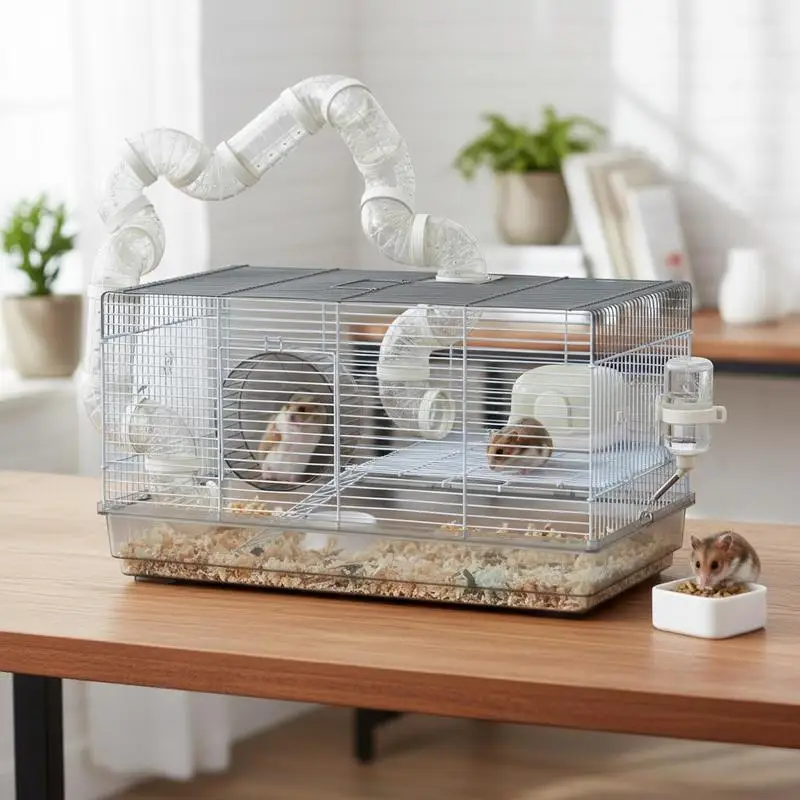 Small Animal Cage for Gerbil or Dwarf Hamster w/ Tubes, Exercise Wheel, Food Dish, Water Bottle, 23" x 13" x 12", Gray
Small Animal Cage for Gerbil or Dwarf Hamster w/ Tubes, Exercise Wheel, Food Dish, Water Bottle, 23" x 13" x 12", Gray