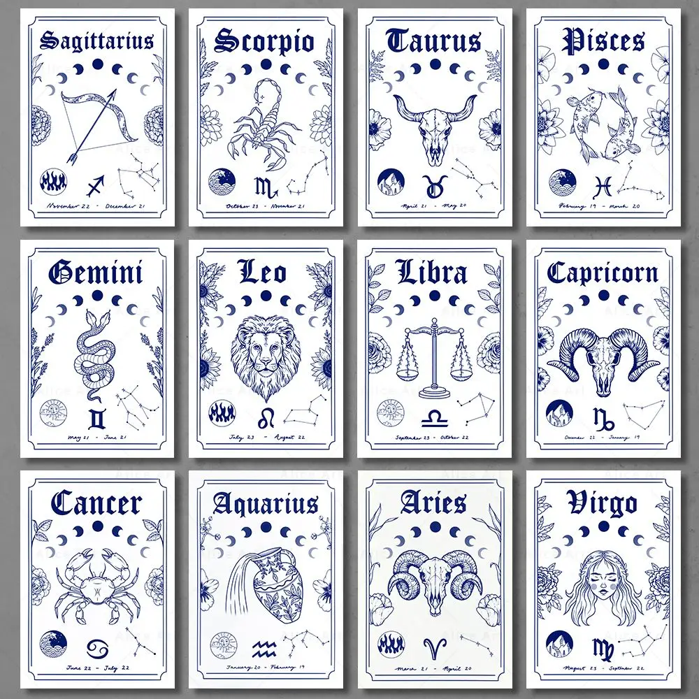 Zodiac Star Sign Wall Art Canvas Painting Astrology Poster Print Boho Cancer Libra Gemini Constellation Living Room Home Decor
Zodiac Star Sign Wall Art Canvas Painting Astrology Poster Print Boho Cancer Libra Gemini Constellation Living Room Home Decor