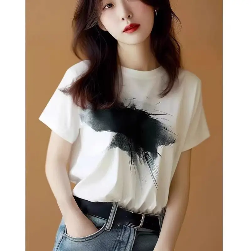 pure cotton Cotton Summer French Retro Printed Short-sleeved T-shirt for Women's Hot Style, Age-reducing and Fresh Versatile Top
pure cotton Cotton Summer French Retro Printed Short-sleeved T-shirt for Women's Hot Style, Age-reducing and Fresh Versatile Top