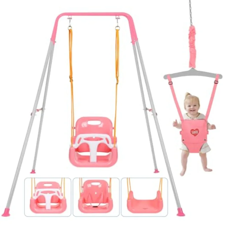 Toddler Swing Set and Baby Jumper, Foldable Metal Stand for Indoor Outdoor Use, Durable Pink Bouncer Jumper for Ages 1-10, Grow
Toddler Swing Set and Baby Jumper, Foldable Metal Stand for Indoor Outdoor Use, Durable Pink Bouncer Jumper for Ages 1-10, Grow