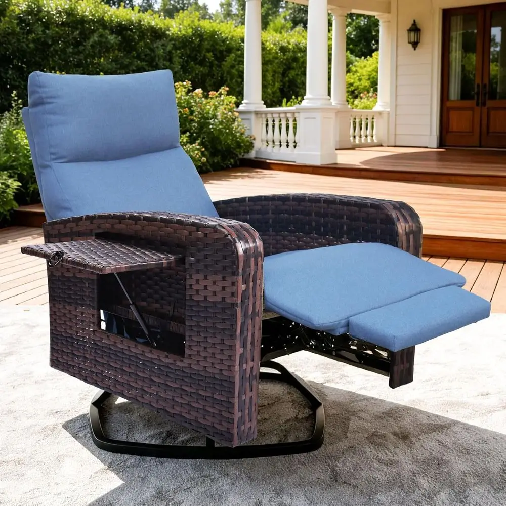Adjustable Backrest Wicker Patio Recliner with Extended Footrest, Side Table, and Removable Cushion Cover
Adjustable Backrest Wicker Patio Recliner with Extended Footrest, Side Table, and Removable Cushion Cover