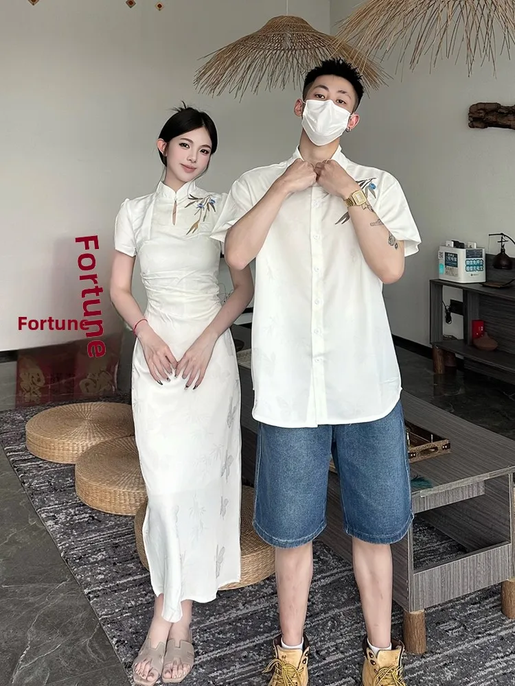 Couple's Short Sleeve Shirt Chinese Style Wedding Qipao One Skirt One Dress Summer Fashion Print No Ironing Treatment Youth
Couple's Short Sleeve Shirt Chinese Style Wedding Qipao One Skirt One Dress Summer Fashion Print No Ironing Treatment Youth