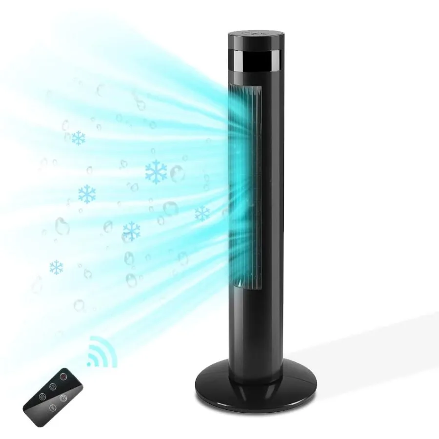 Tower fan for bedroom and office use, ABS plastic material, black color, quiet operation with 3 speeds, oscillating, bladeless
Tower fan for bedroom and office use, ABS plastic material, black color, quiet operation with 3 speeds, oscillating, bladeless