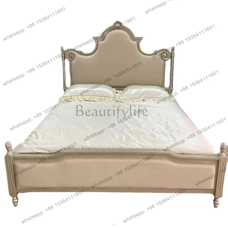French solid wood American light luxury queen bed master bedroom double bed cream wind leather art home
French solid wood American light luxury queen bed master bedroom double bed cream wind leather art home