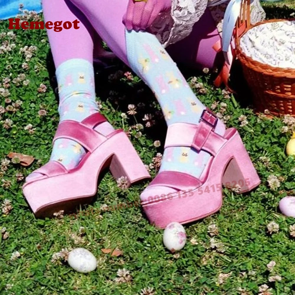 Satin Pink Platform Buckle Sandals Summer Chunky Heels Slingback Women's Sandals Open Toe Cut Out Runway Party Shoes 2025 New
Satin Pink Platform Buckle Sandals Summer Chunky Heels Slingback Women's Sandals Open Toe Cut Out Runway Party Shoes 2025 New