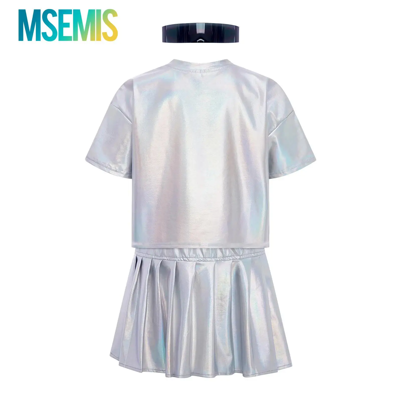 Kids Girls Hip-Hop Jazz Performance Costume Jazz Dance Wear Metallic Outfit Round Neck Short Sleeve T-Shirt with Pleated Skirt
Kids Girls Hip-Hop Jazz Performance Costume Jazz Dance Wear Metallic Outfit Round Neck Short Sleeve T-Shirt with Pleated Skirt