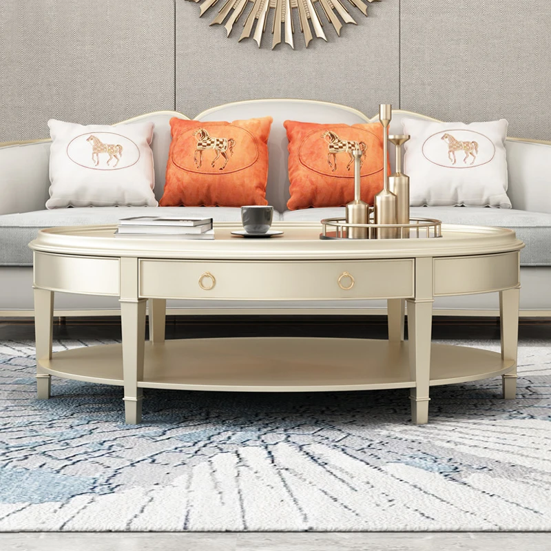 American light luxury oval coffee table solid wood small round table champagne color modern simple living room tea table side
American light luxury oval coffee table solid wood small round table champagne color modern simple living room tea table side
