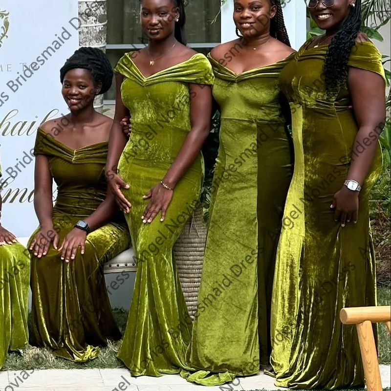 Velvet Green Bridesmaid Dresses Wedding Guest Party Dress Customized Vestidos De Festa
Velvet Green Bridesmaid Dresses Wedding Guest Party Dress Customized Vestidos De Festa