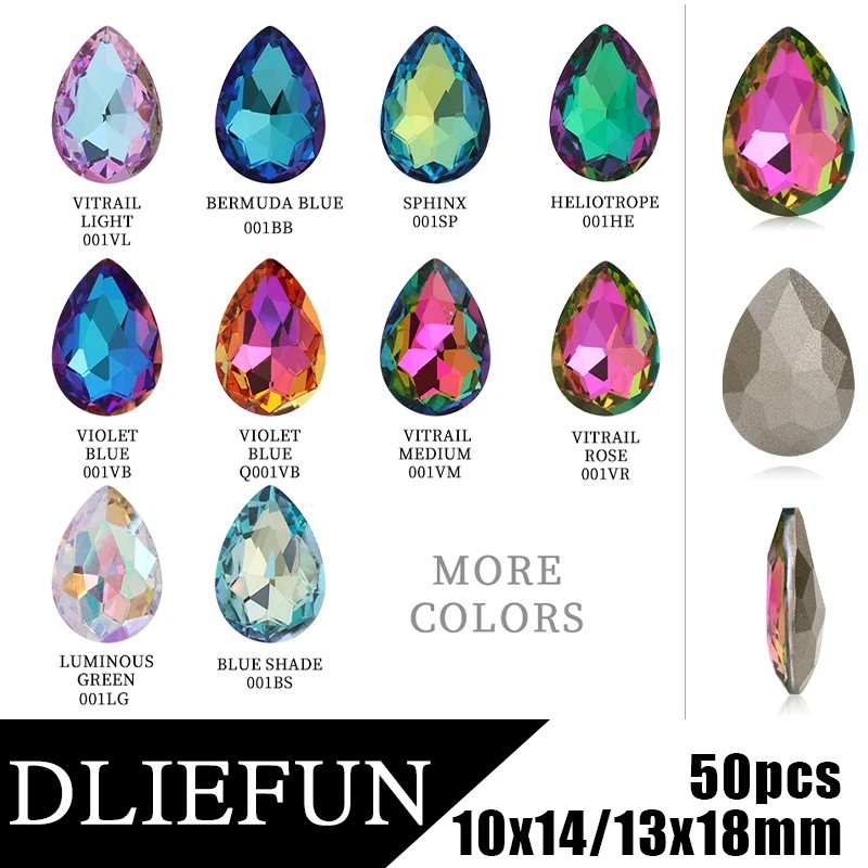 Dliefun 50Pcs Pointed Bottom Glitter Rhinestones Droplet Shape Glass Diamond Crystal Clothing Decorations DIY Sewing Accessories
Dliefun 50Pcs Pointed Bottom Glitter Rhinestones Droplet Shape Glass Diamond Crystal Clothing Decorations DIY Sewing Accessories