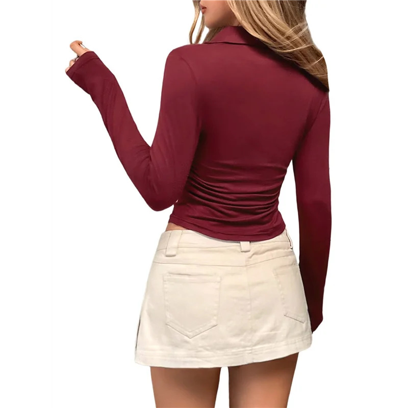 A83F-Women's Long Sleeve Shirt Lapel V-Neck Slim Fit Ribbed Knit Fashion Skinny
A83F-Women's Long Sleeve Shirt Lapel V-Neck Slim Fit Ribbed Knit Fashion Skinny