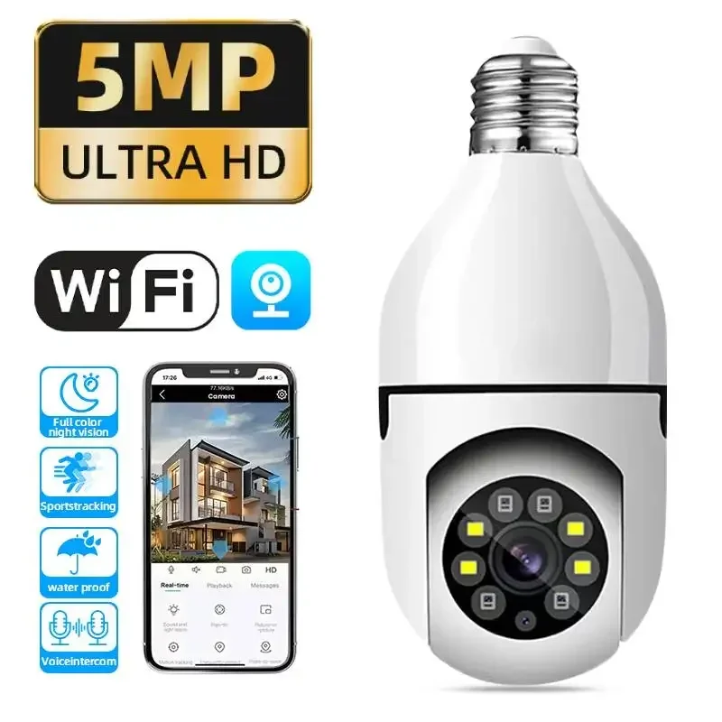 5MP E27 Bulb Wifi Surveillance Camera 4X Digital Zoom Full Color Video Night Vision Automatic Human Tracking Security IP Camera
5MP E27 Bulb Wifi Surveillance Camera 4X Digital Zoom Full Color Video Night Vision Automatic Human Tracking Security IP Camera