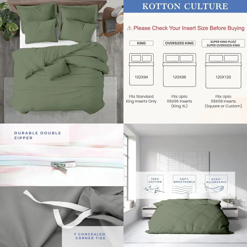 Oversized King Duvet Cover Set - 100% Egyptian Cotton, 600 Thread Count, Zipper Closure, Corner Ties for Comforter
Oversized King Duvet Cover Set - 100% Egyptian Cotton, 600 Thread Count, Zipper Closure, Corner Ties for Comforter