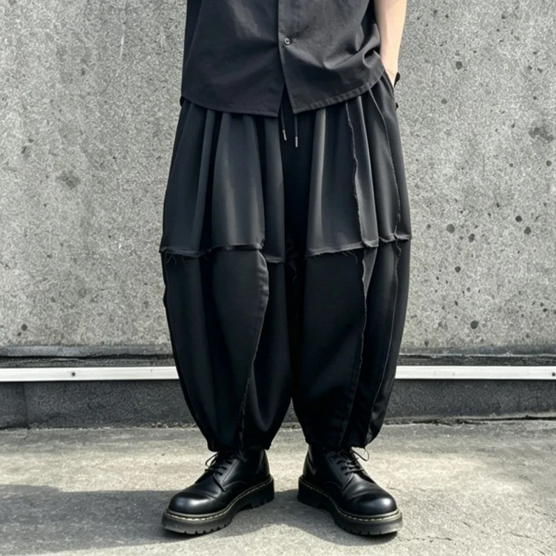 Men's casual pants, dark pleated culottes, loose wide-leg cropped pants, trendy high-waisted pants S01
Men's casual pants, dark pleated culottes, loose wide-leg cropped pants, trendy high-waisted pants S01