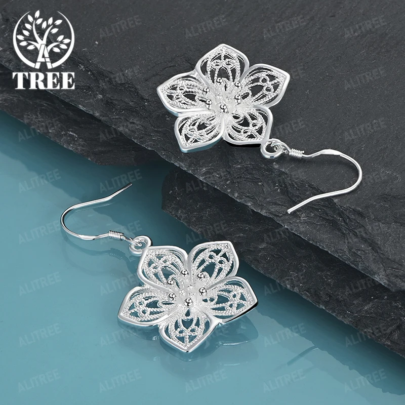 925 Sterling Silver Flower Beautiful Drop Earrings For Lady Party Birthday Engagement Wedding Gift Fashion Jewelry Accessories
925 Sterling Silver Flower Beautiful Drop Earrings For Lady Party Birthday Engagement Wedding Gift Fashion Jewelry Accessories