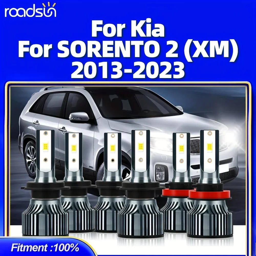 Fit For Kia SORENTO 2 (XM) (2013-2023) H7 +H7 Hi/Lo Beam Light+H8 Fog Light White 6500K Turbofan 50000hrs Lifespan 6pcs
Fit For Kia SORENTO 2 (XM) (2013-2023) H7 +H7 Hi/Lo Beam Light+H8 Fog Light White 6500K Turbofan 50000hrs Lifespan 6pcs