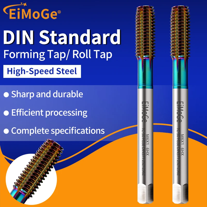 EIMOGE DIN 371/376 HSSE-M42 Roll Forming Taps: Metric Machine Screw Thread Taps M2-M12, 6HX Fit
EIMOGE DIN 371/376 HSSE-M42 Roll Forming Taps: Metric Machine Screw Thread Taps M2-M12, 6HX Fit