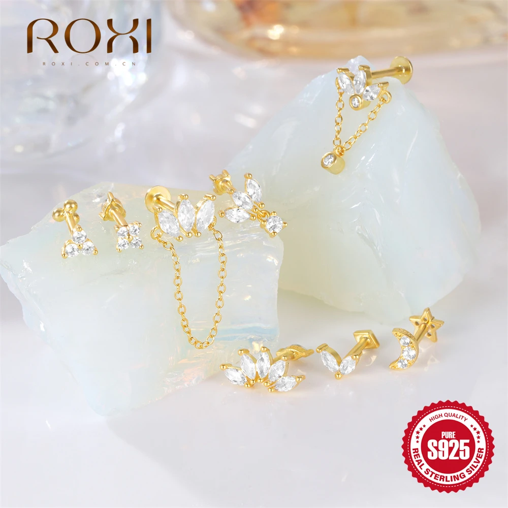 ROXI 925 Sterling Silver 1PC Geometric Zircon Wear on both sides Pierce Earrings For Women Couple Tassel Wedding Party Jewelry
ROXI 925 Sterling Silver 1PC Geometric Zircon Wear on both sides Pierce Earrings For Women Couple Tassel Wedding Party Jewelry