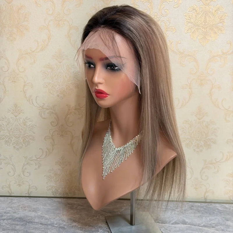 Natural Density Ombre Highlight Ash Blonde Wigs Human Hair Brown Roots for Women Pre Plucked Straight Glueless Wig Factory Sale
Natural Density Ombre Highlight Ash Blonde Wigs Human Hair Brown Roots for Women Pre Plucked Straight Glueless Wig Factory Sale