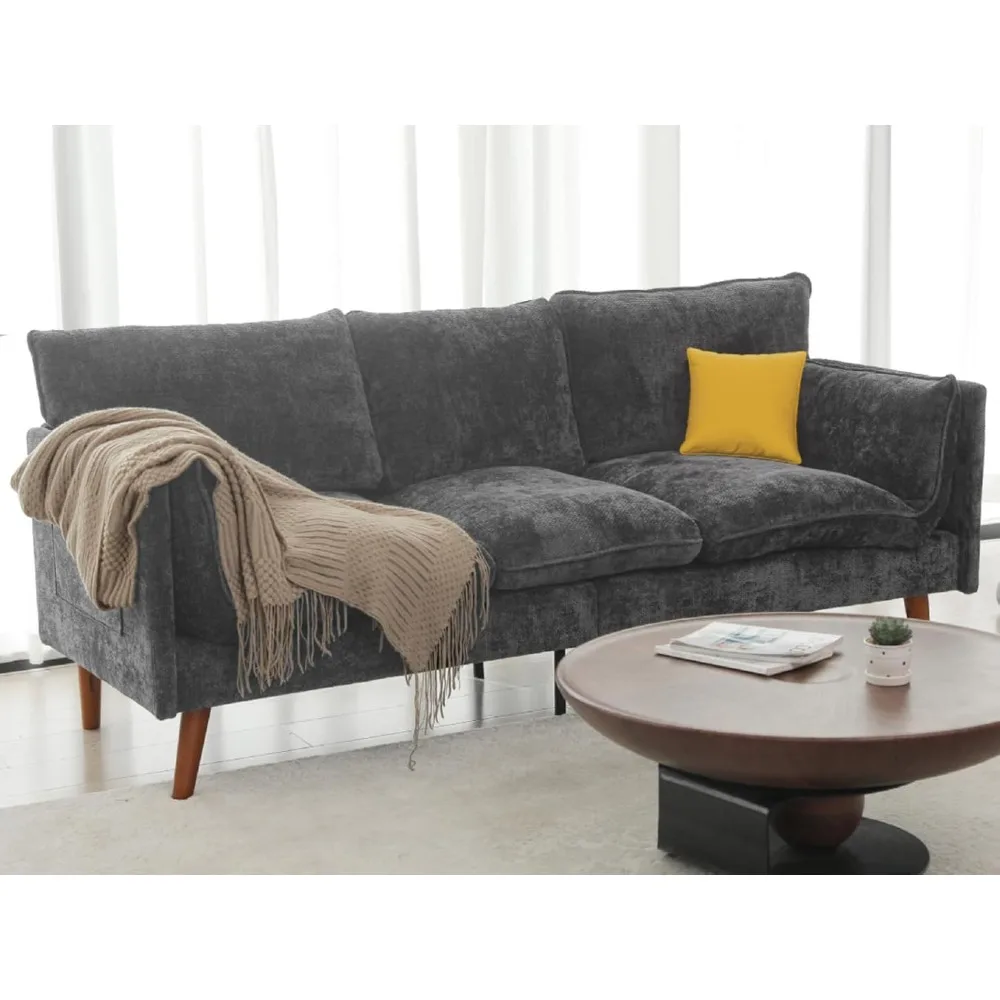 Chenille 3-Seat Sectional Sofa - Mid-Century Modern with Solid Wood Legs & Soft Cushions, 3 Colors - Perfect for Living Room
Chenille 3-Seat Sectional Sofa - Mid-Century Modern with Solid Wood Legs & Soft Cushions, 3 Colors - Perfect for Living Room