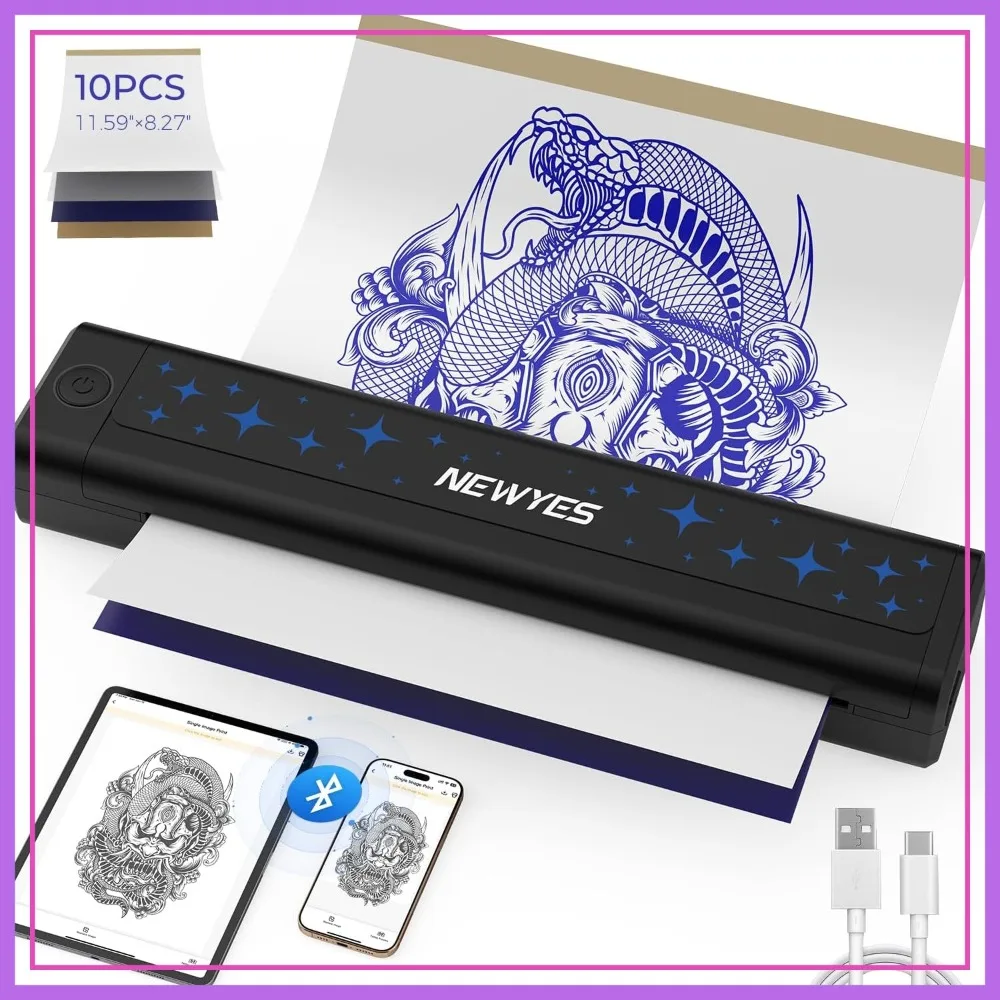 Wireless Tattoo Stencil Printer, Portable Thermal Printer Kit, Matte Effect Clear Printing, Compatible with Mobile Phone, Pad, PC
Wireless Tattoo Stencil Printer, Portable Thermal Printer Kit, Matte Effect Clear Printing, Compatible with Mobile Phone, Pad, PC