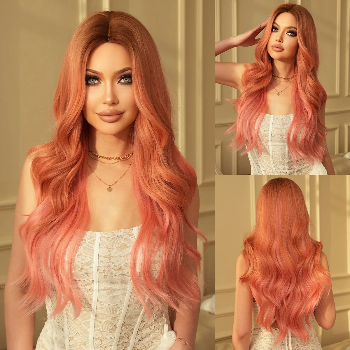 Halloween Pink Gradient Long Curly Hair Split Large Wave Mechanism Full Headset Pink Wig
Halloween Pink Gradient Long Curly Hair Split Large Wave Mechanism Full Headset Pink Wig