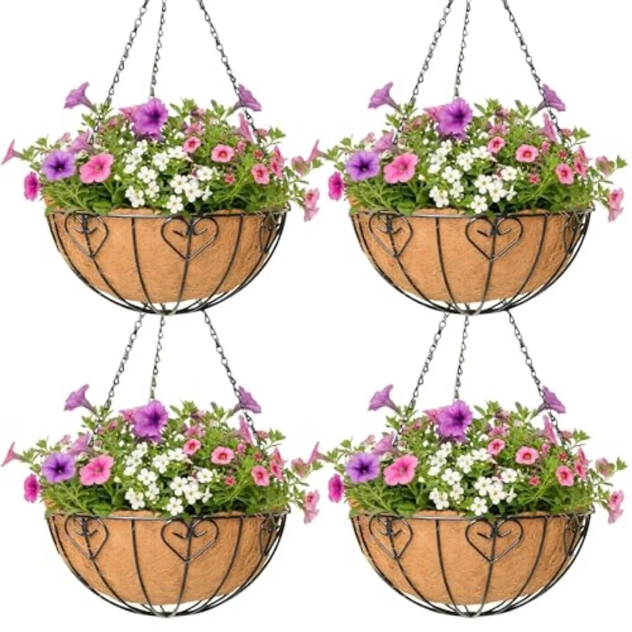 4 Pack Hanging Planter for Outdoor Plants 14 inch Metal Hanging Flower Basket with Coco Coir Liner Round Wire Plant Holder Chai
4 Pack Hanging Planter for Outdoor Plants 14 inch Metal Hanging Flower Basket with Coco Coir Liner Round Wire Plant Holder Chai