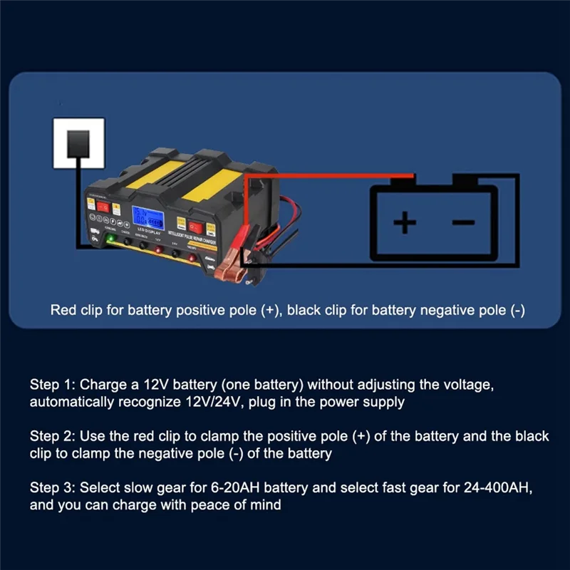 SHGO-Battery Fast Charger 300AH LCD Display 12V24v For Wet Dry Lead Acid Full Automatic Car Battery Charger EU-Plug
SHGO-Battery Fast Charger 300AH LCD Display 12V24v For Wet Dry Lead Acid Full Automatic Car Battery Charger EU-Plug
