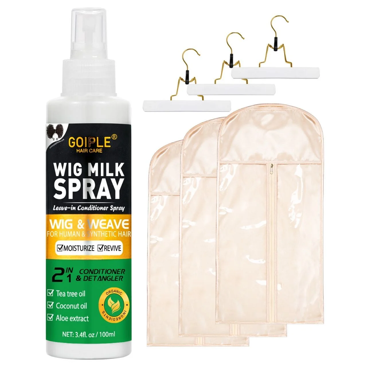 Wig Care Spray for Synthetic Hair Wig Milk Spray for Wigs,Wig Maintenance Kit with Synthetic Wig Spray, Wig Storage Bags With Hangers For Synthetic Wigs
Wig Care Spray for Synthetic Hair Wig Milk Spray for Wigs,Wig Maintenance Kit with Synthetic Wig Spray, Wig Storage Bags With Hangers For Synthetic Wigs