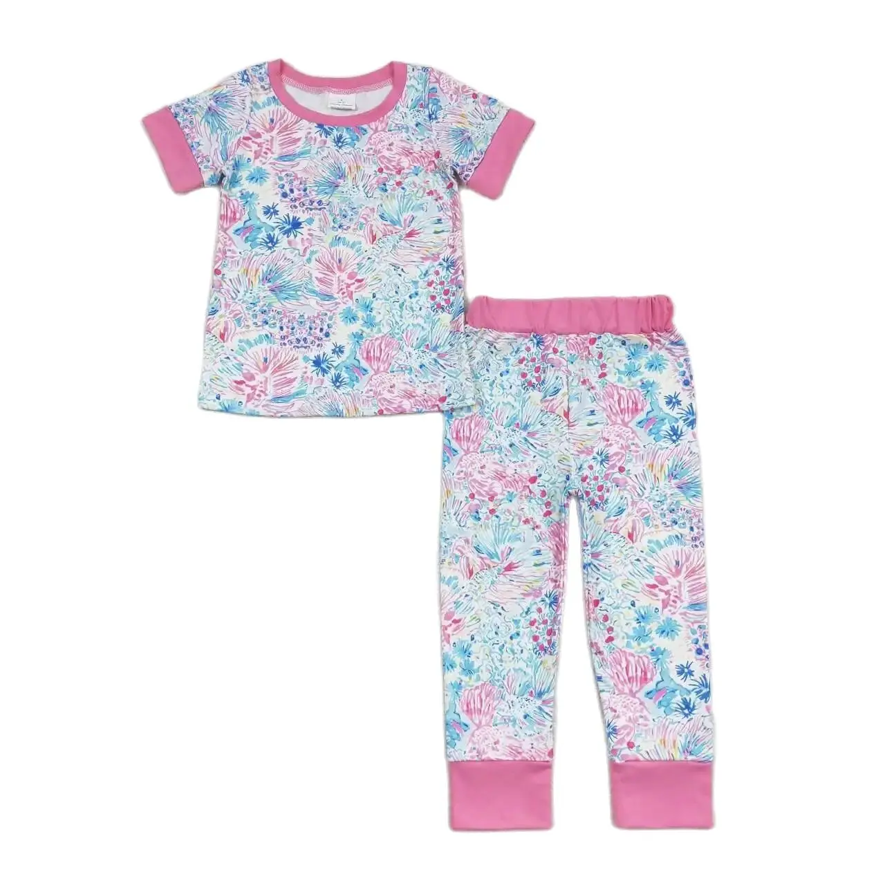 GSPO1550 Kids Girls Summer Outfit Sets Short Sleeves Top Seaweed Pink White Print With Trousers Children Clothes
GSPO1550 Kids Girls Summer Outfit Sets Short Sleeves Top Seaweed Pink White Print With Trousers Children Clothes