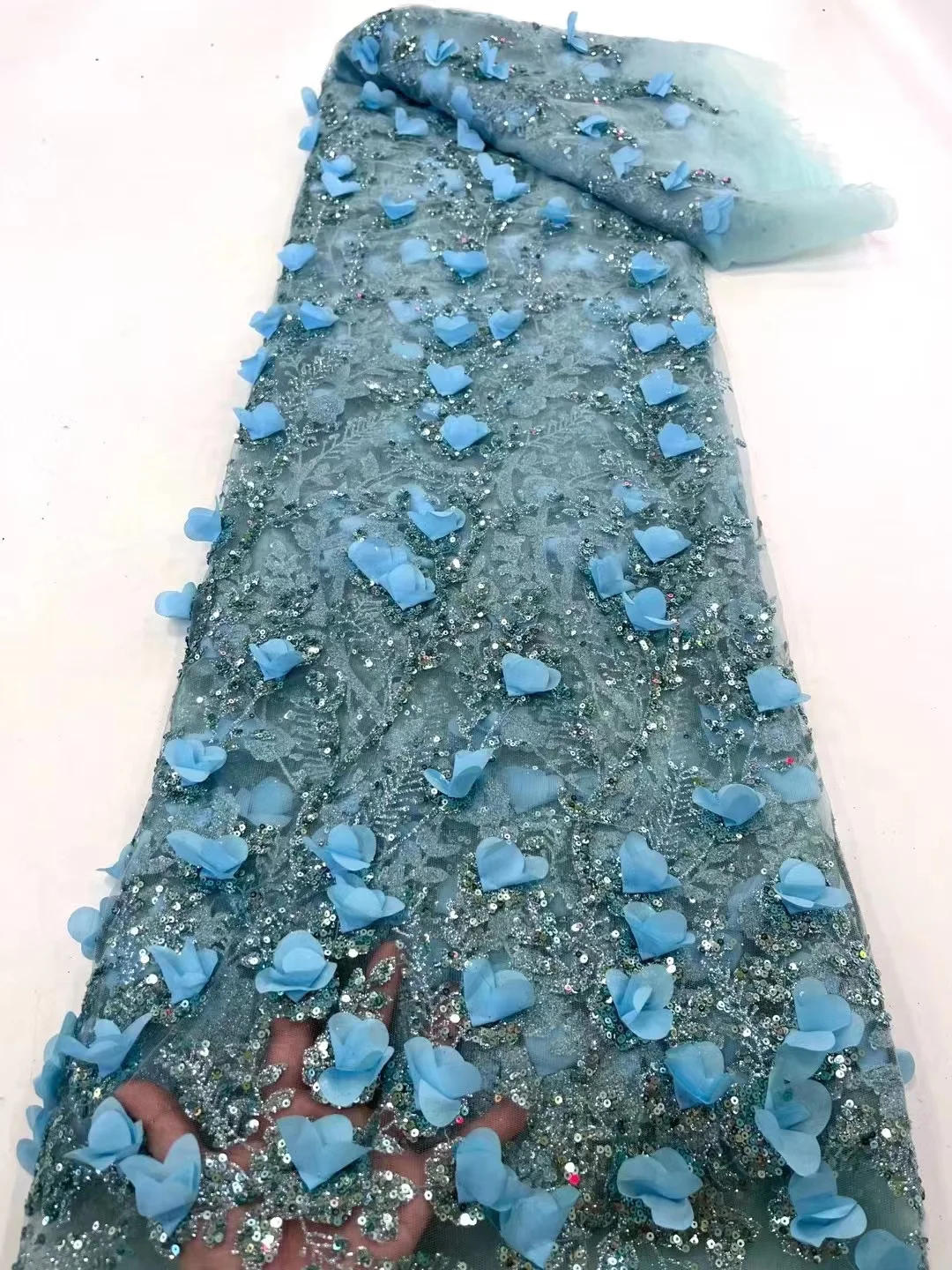 3D Flowers Lace Blue French Lace Fabric 2023 High Quality Lace Net African Lace Fabric With Sequins Lace Fabrics For Wedding Sew
3D Flowers Lace Blue French Lace Fabric 2023 High Quality Lace Net African Lace Fabric With Sequins Lace Fabrics For Wedding Sew
