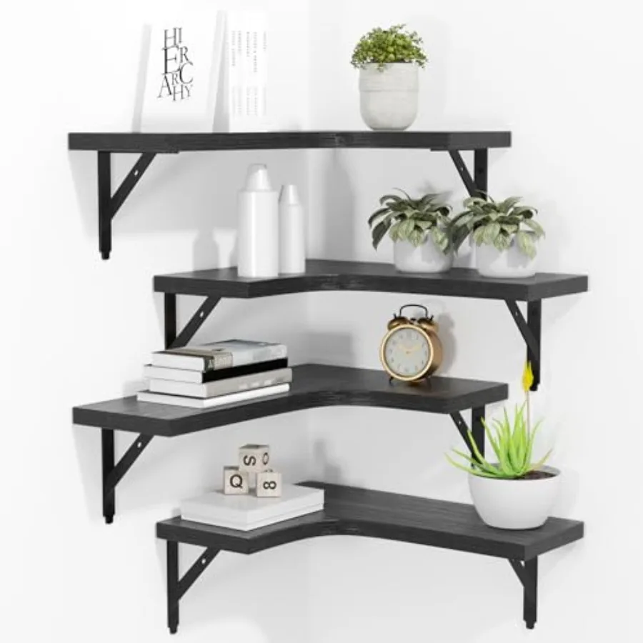 Corner Floating Shelves Wall Mounted Set of 4 Rustic Wood Storage Display Wall Shelves for Home Decor Bathroom Kitchen Bedroom
Corner Floating Shelves Wall Mounted Set of 4 Rustic Wood Storage Display Wall Shelves for Home Decor Bathroom Kitchen Bedroom