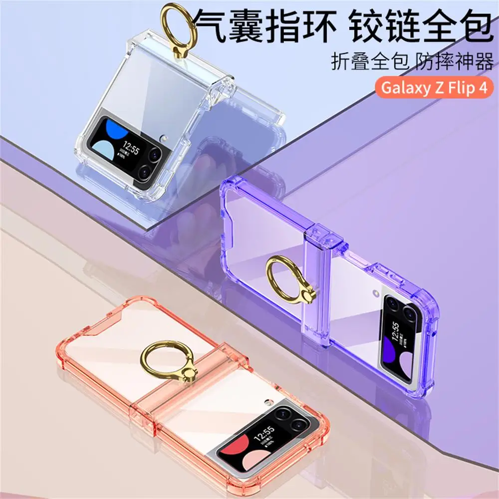 For Samsung Galaxy Z Flip 4 Flip4 Case Transparent Ring Holder Bracket Folding Hinge Four Corner Shockproof Silicone Back Cover
For Samsung Galaxy Z Flip 4 Flip4 Case Transparent Ring Holder Bracket Folding Hinge Four Corner Shockproof Silicone Back Cover