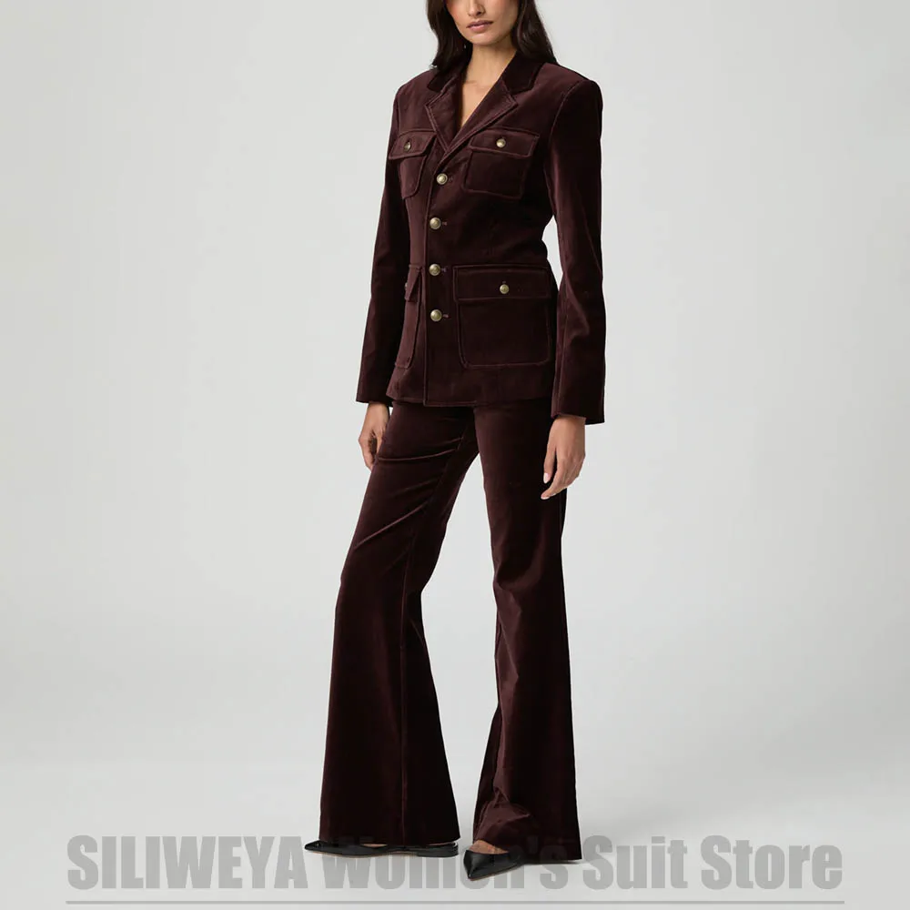 Burgundy Velvet Women's Suit Multi Pocket Design Single Breasted Outfit Elegant Formal Office Party Smart Casual Suits 2 Piece
Burgundy Velvet Women's Suit Multi Pocket Design Single Breasted Outfit Elegant Formal Office Party Smart Casual Suits 2 Piece