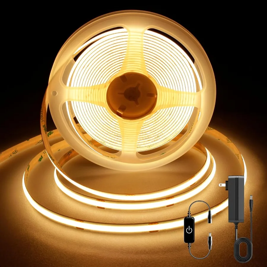 COB LED StripLED Strip Lights 5M 16.4ft Touch Dimmable LED Strips CRI90+ 2700K Warm White cob led 1600LEDs 24V LED Tape Lights
COB LED StripLED Strip Lights 5M 16.4ft Touch Dimmable LED Strips CRI90+ 2700K Warm White cob led 1600LEDs 24V LED Tape Lights
