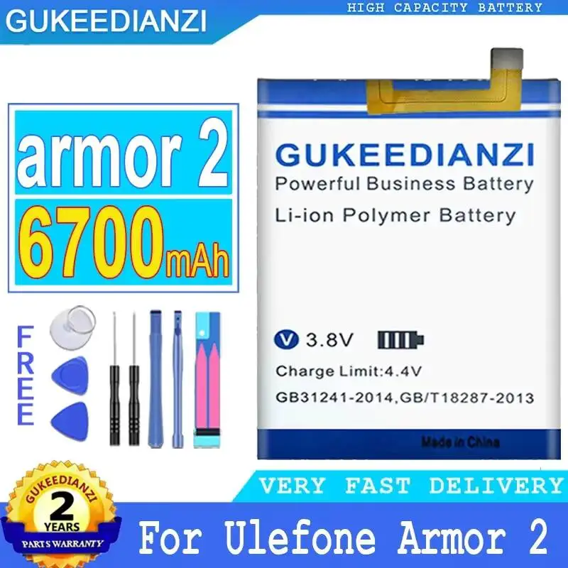 6700mAh Mobile Phone Battery For Ulefone Armor 2 5.0inch Helio P25 High Capacity
6700mAh Mobile Phone Battery For Ulefone Armor 2 5.0inch Helio P25 High Capacity