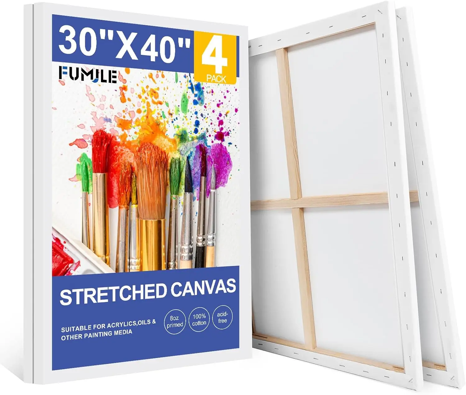 30x40 Canvas 4 Pack, Stretched Primed White Blank for Oil & Acrylic Paint
30x40 Canvas 4 Pack, Stretched Primed White Blank for Oil & Acrylic Paint