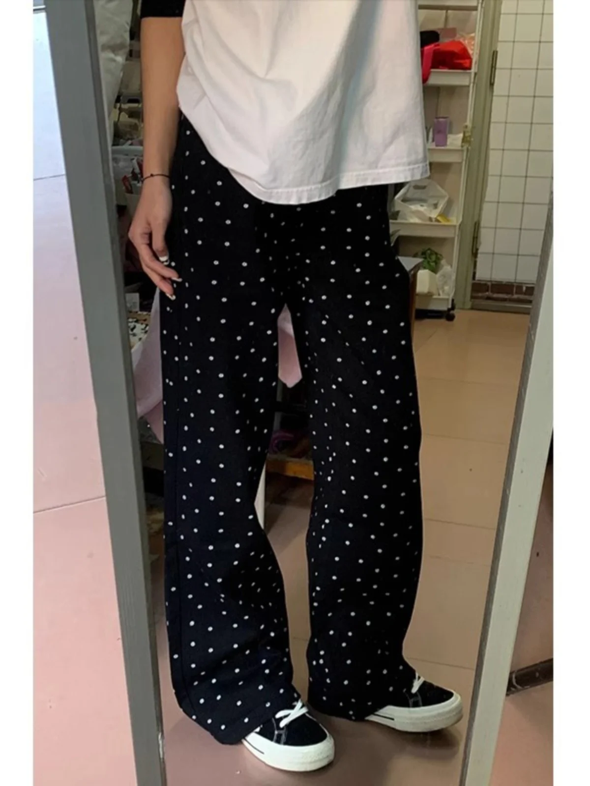 Black Polka Dot High Waist Loose Women's Jeans Autumn New Style plus Size Slimming Casual Pants Wide Leg Pants
Black Polka Dot High Waist Loose Women's Jeans Autumn New Style plus Size Slimming Casual Pants Wide Leg Pants