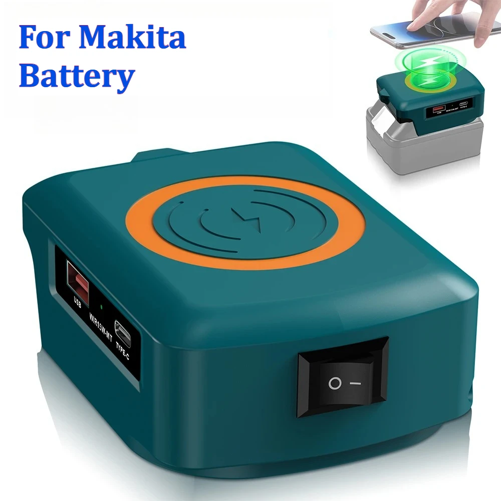 Беспроводное зарядное устройство для телефона Makita 18 В, литий-ионное зарядное устройство для телефона с USB-портом и портом TYPE C, портативный внешний аккумулятор 
Беспроводное зарядное устройство для телефона Makita 18 В, литий-ионное зарядное устройство для телефона с USB-портом и портом TYPE C, портативный внешний аккумулятор