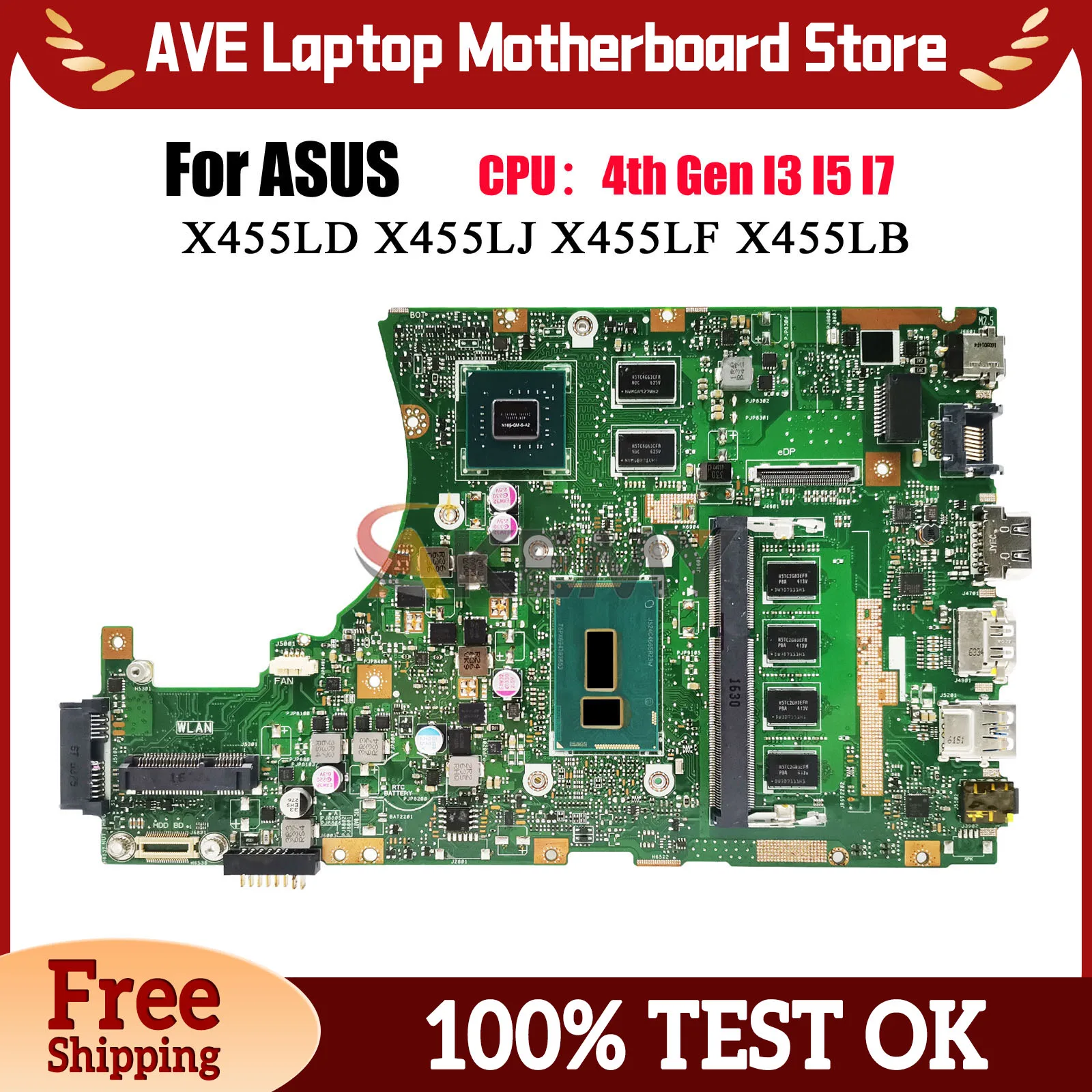X455LD Laptop Motherboard For ASUS W491L W419L K455L X455LB X455LD X455L X455LJ X455LF X455LN X455LNB Mainboard W/ I3 I5 I7 CPU
X455LD Laptop Motherboard For ASUS W491L W419L K455L X455LB X455LD X455L X455LJ X455LF X455LN X455LNB Mainboard W/ I3 I5 I7 CPU