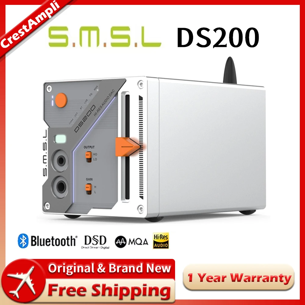SMSL DS200 Hi-Res Audio Decoder Bluetooth5.1 CS43131 XU316 Optical Coaxial 3.5mm 4.4mm Support USB Output Headphone Amplifier
SMSL DS200 Hi-Res Audio Decoder Bluetooth5.1 CS43131 XU316 Optical Coaxial 3.5mm 4.4mm Support USB Output Headphone Amplifier