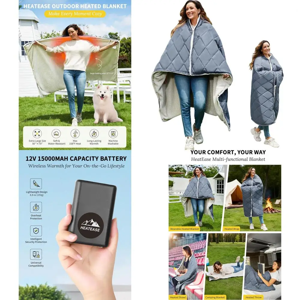 Portable 12V Heated Shawl Poncho, Wearable Electric Blanket for Outdoor Activities and Travel
Portable 12V Heated Shawl Poncho, Wearable Electric Blanket for Outdoor Activities and Travel